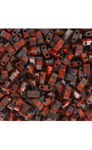 Miyuki half tila 5x2.4mm beads - Picasso opaque orange HTL-4520